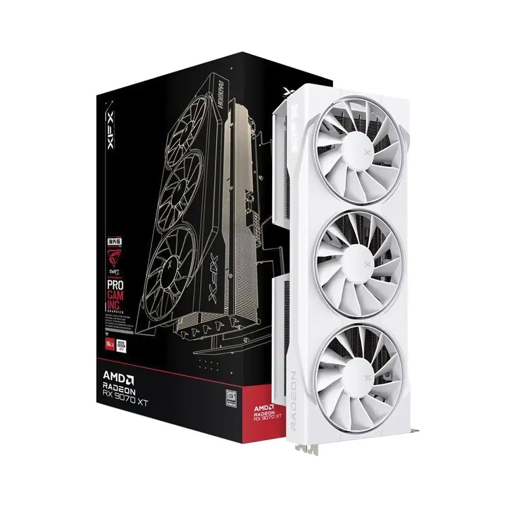 PLACA DE VIDEO XFX RADEON RX 9070 XT 16GB, 256-BIT, ALTO RENDIMIENTO, DISEÑO BLANCO - 1