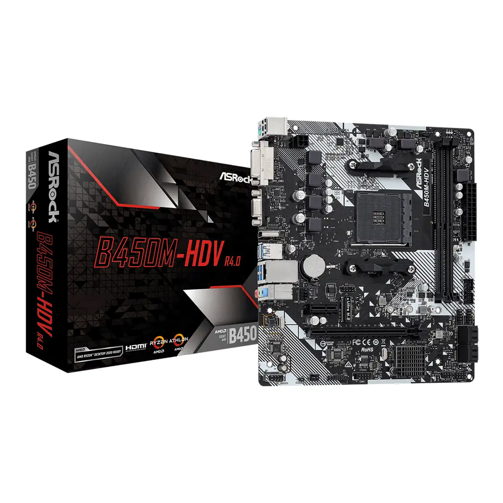 PLACA BASE ASROCK B450M-HDV R4.0 SOCKET AM4 COMPATIBILIDAD CON AMD - 1
