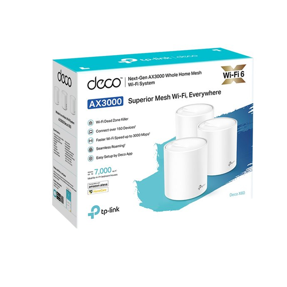 SISTEMA WI-FI TP-LINK DECO X60 - PACK DE 3 ENRUTADORES, 1GBE, WI-FI 6, DOBLE BANDA, CONEXIÓN RÁPIDA - 1