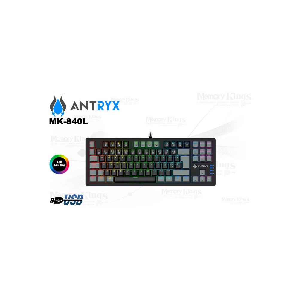 TECLADO GAMING ANTRYX MK-840L TKL CON RETROILUMINACIÓN RGB Y SWITCHES ROJOS PARA MÁXIMA PRECISIÓN - 1