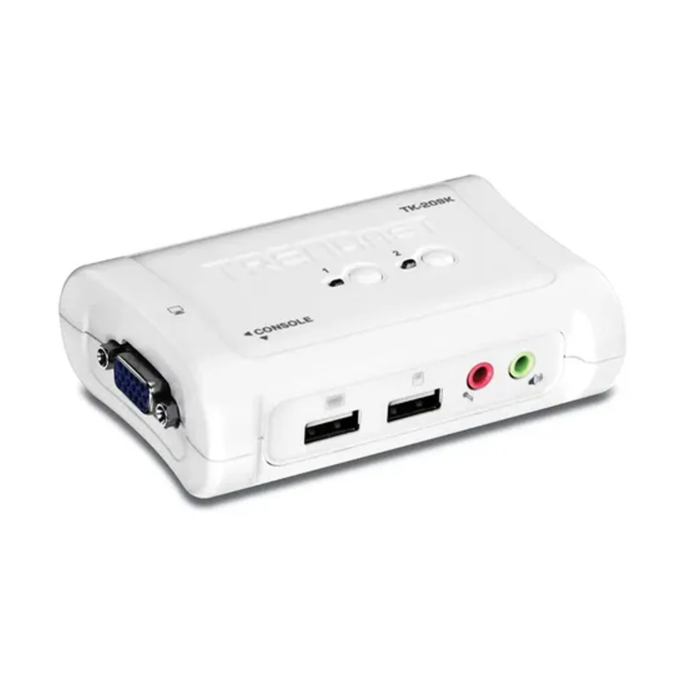 SWITCH KVM USB TRENDNET TK-209K PARA 2 PCS, CON AUDIO Y CABLES INCLUIDOS, FÁCIL MANEJO Y ALTA COMPATIBILIDAD - 1
