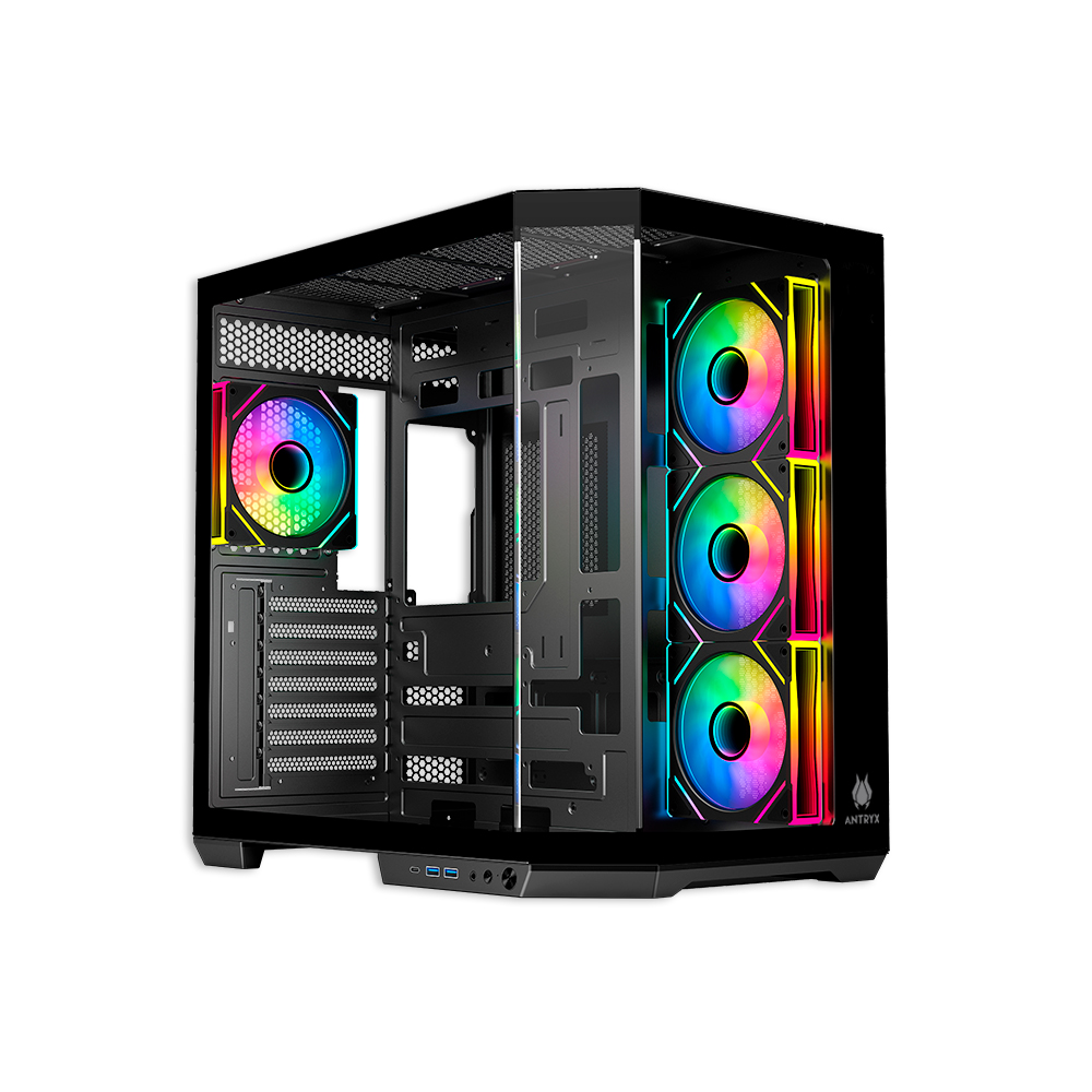 CASE MID TOWER ANTRYX FX-800 ARGB 4FAN CAPACIDAD DE VENTILACIÓN NEGRO - 1