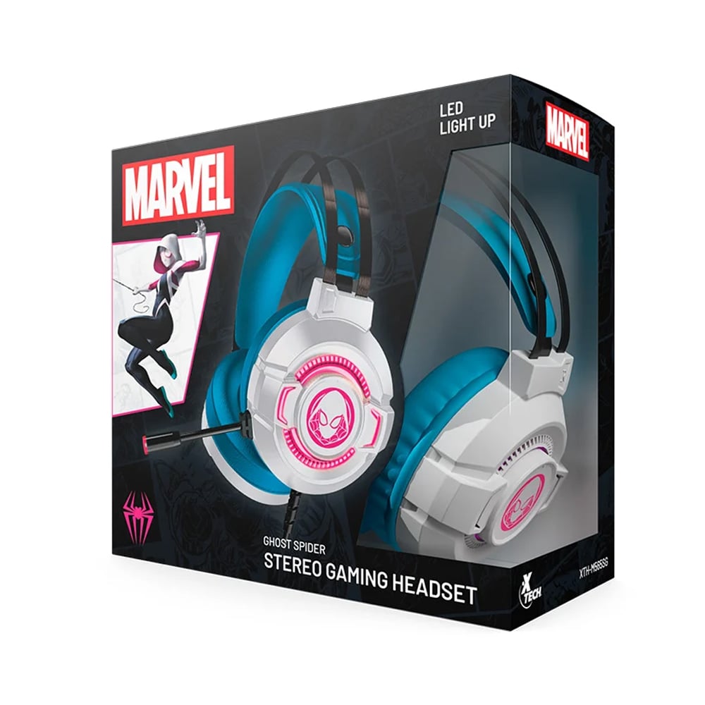 AUDÍFONOS GAMING XTECH GHOST SPIDER 50MM CON MICRÓFONO, CONEXIÓN 3.5MM/USB, LED BLANCO Y TURQUESA - 1