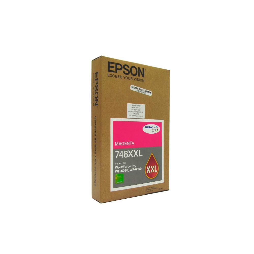 CARTUCHO DE TINTA EPSON 748 XXL MAGENTA - ALTO RENDIMIENTO PARA WORKFORCE PRO, IMPRESIÓN DE CALIDAD - 1