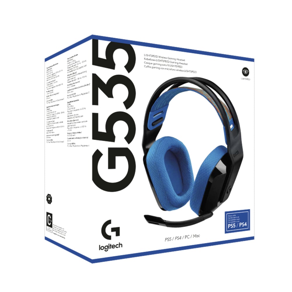 AUDÍFONOS INALÁMBRICOS LOGITECH G535 LIGHTSPEED PARA PS5, PS4 Y PC - NEGRO/AZUL CON MICRÓFONO - 1