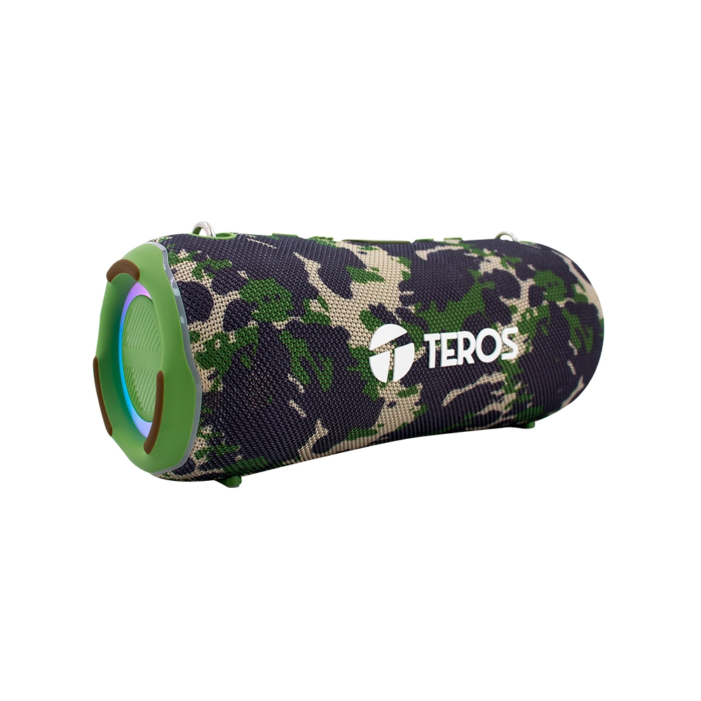 PARLANTE PORTÁTIL TEROS TE-6046G DE 40W VERDE MILITAR CAMUFLADO - POTENTE SONIDO AL AIRE LIBRE - 1