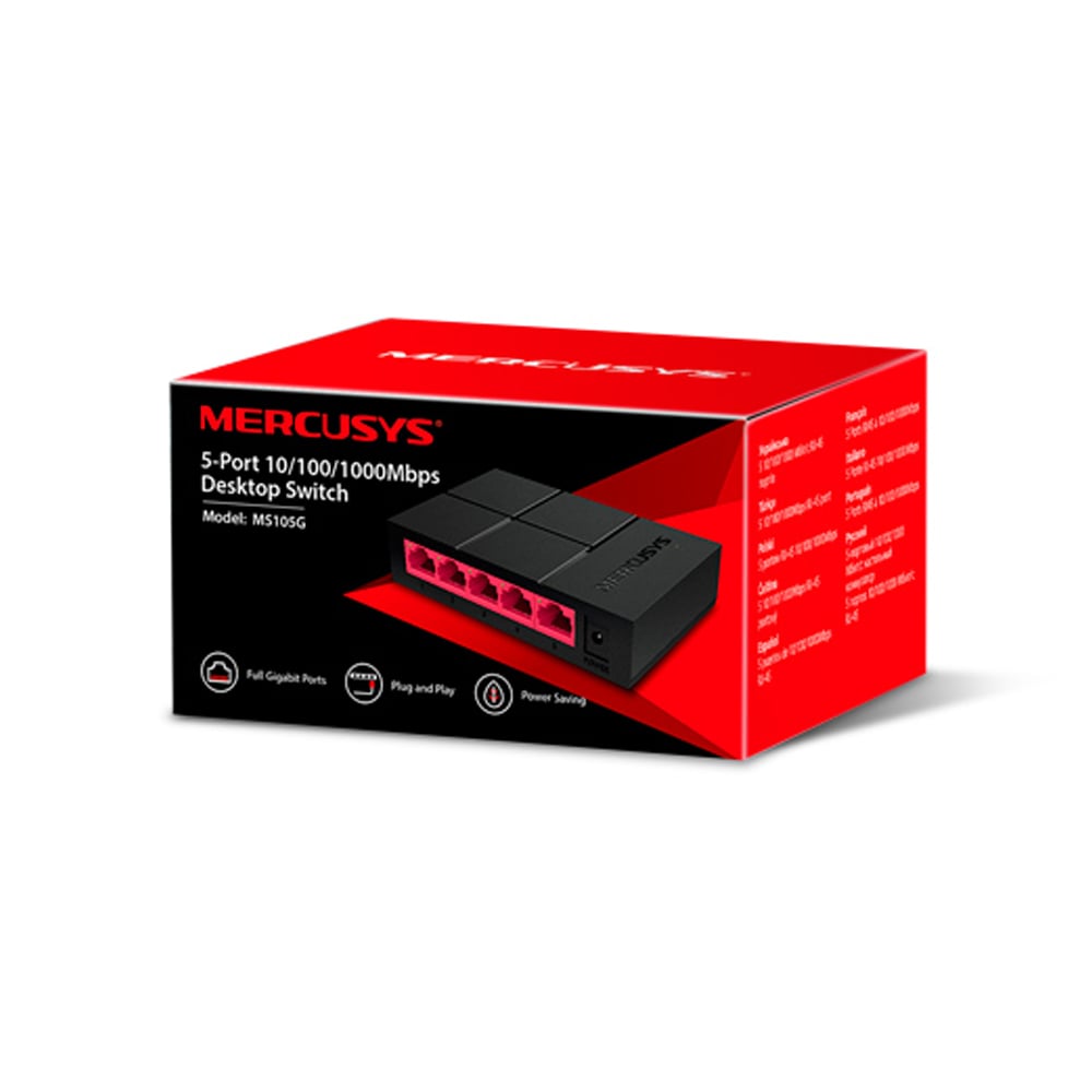 SWITCH DE ESCRITORIO MERCUSYS MS105G 5 PUERTOS GIGABIT VELOCIDAD - 1