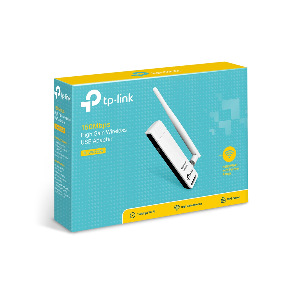 ADAPTADOR DE RED TP-LINK TL-WN722N USB 2.0, VELOCIDAD 150MBPS, COMPATIBLE CON 802.11B/G/N - 1