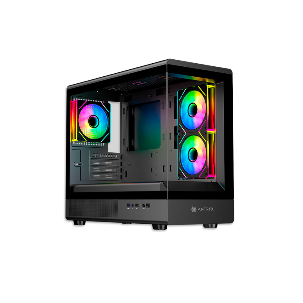 CAJA MINI TORRE ANTRYX FX-630M ARGB CON 3 VENTILADORES RGB, DISEÑO COMPACTO EN COLOR NEGRO - 1