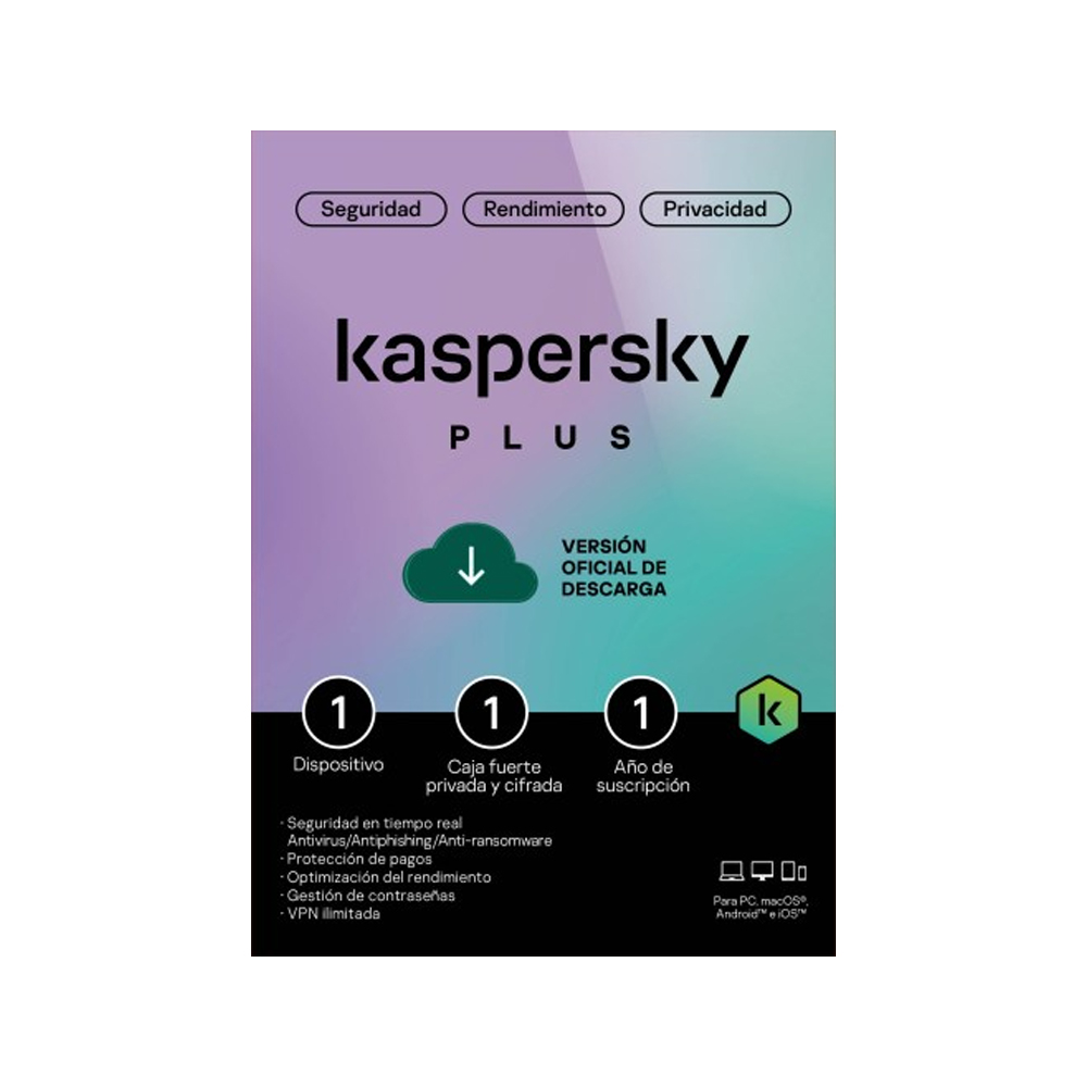 KASPERSKY PLUS ANTIVIRUS PARA 1 PC - PROTECCIÓN AVANZADA Y SEGURIDAD DIGITAL EFICAZ - 1