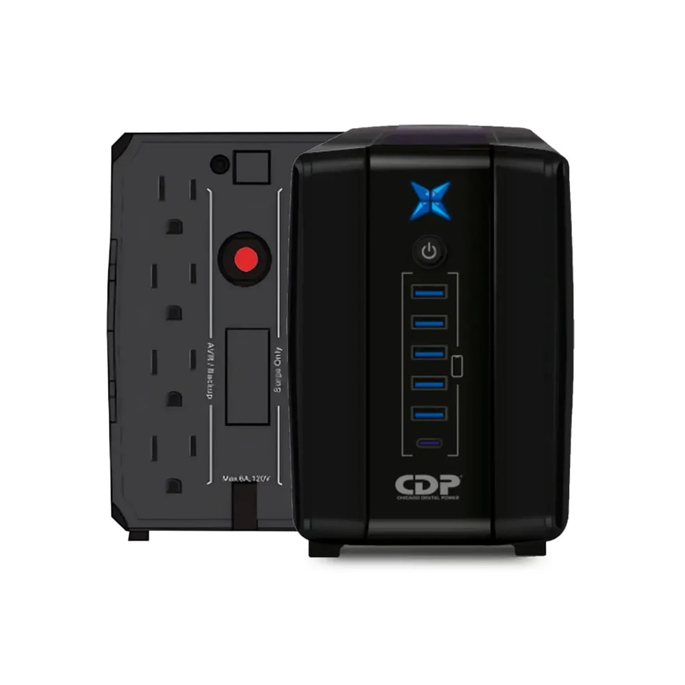 CDP UPS 750VA (375W) R-UPR758I - SAI INTERACTIVO CON 5 PUERTOS USB PARA MÁXIMA PROTECCIÓN ELÉCTRICA - 1