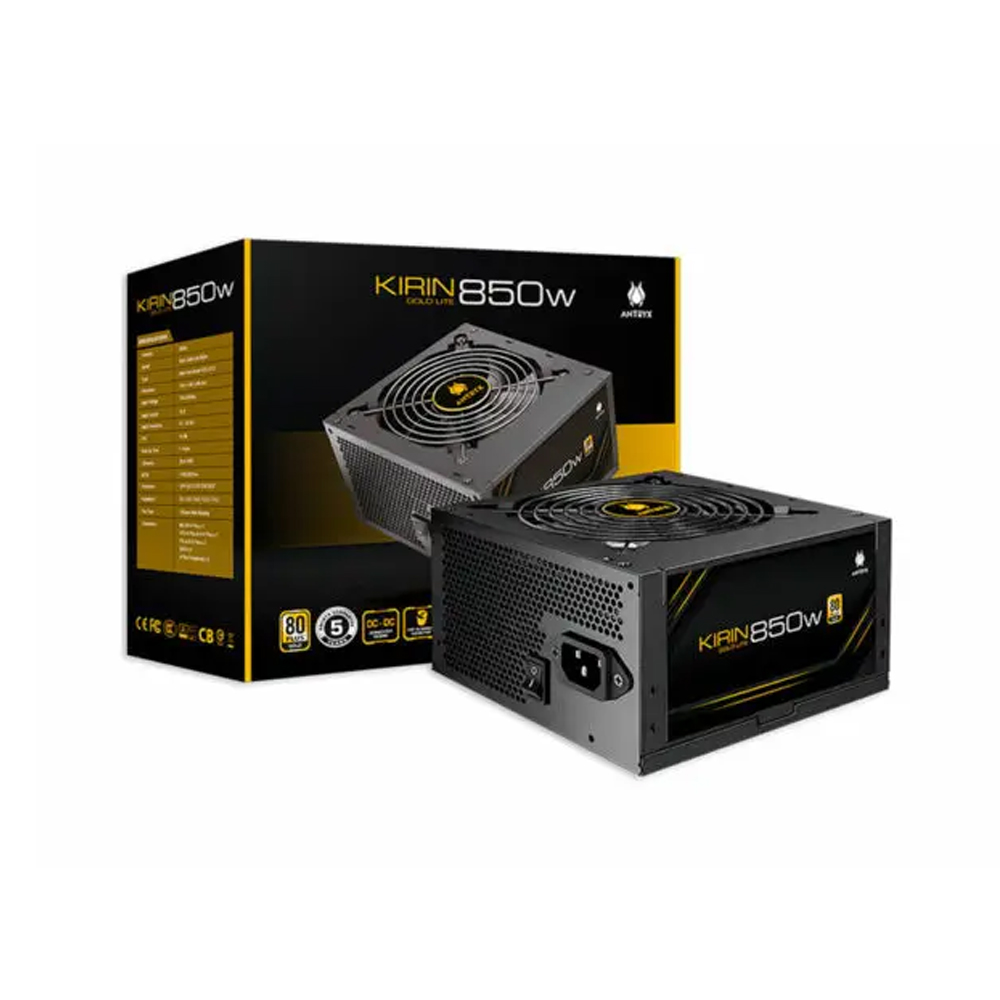 FUENTE DE PODER 850W ANTRYX KIRIN GOLD LITE - EFICIENCIA 80 PLUS GOLD, ALTO RENDIMIENTO Y ESTABILIDAD - 1