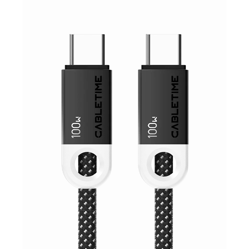 CABLE USB-C A USB-C 1M CABLETIME 100W DE ALTA VELOCIDAD EN COLOR NEGRO - IDEAL PARA CARGA RÁPIDA - 1