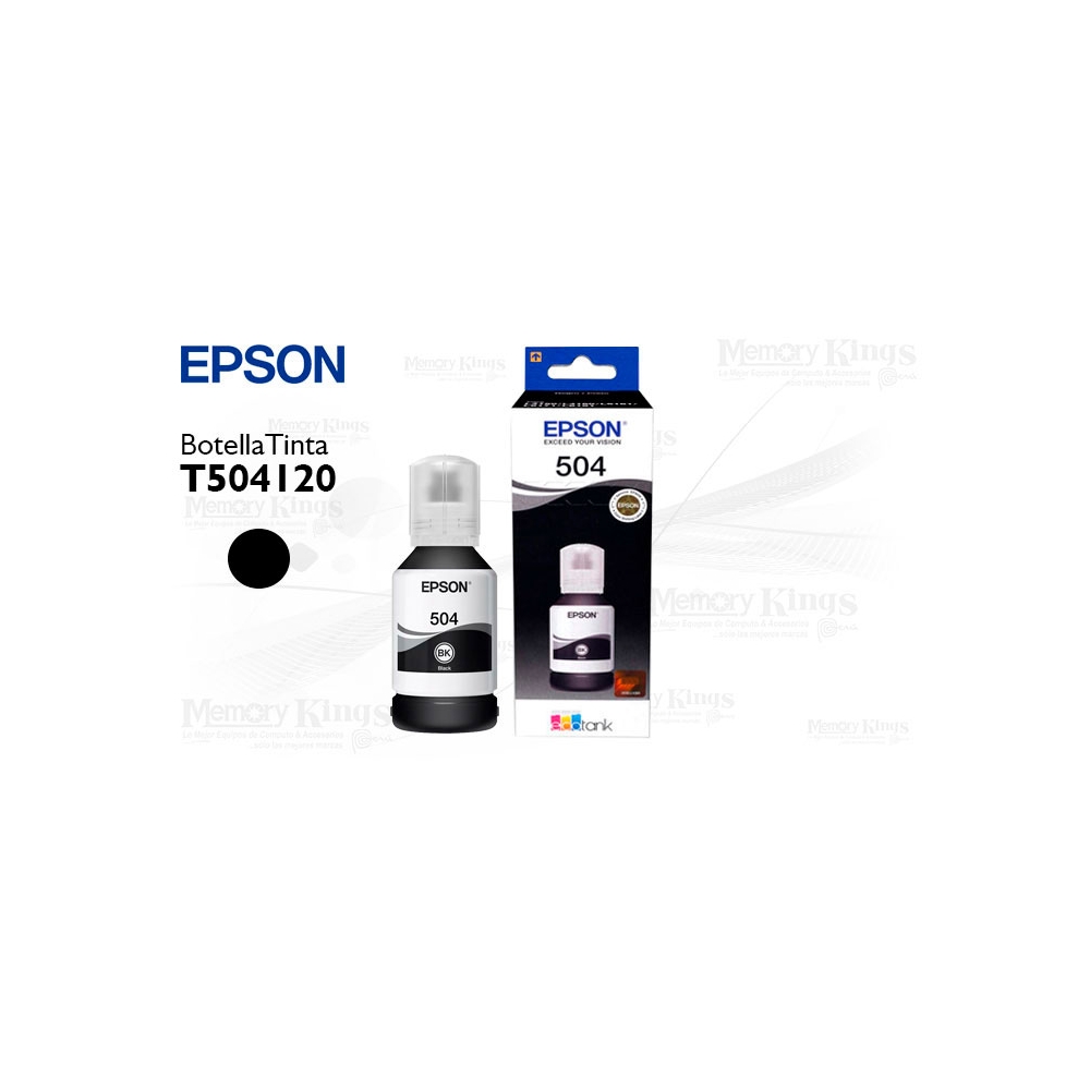 TINTA NEGRA EPSON T504 DE 127ML PARA IMPRESORAS L4160 - CALIDAD Y RENDIMIENTO GARANTIZADO - 1