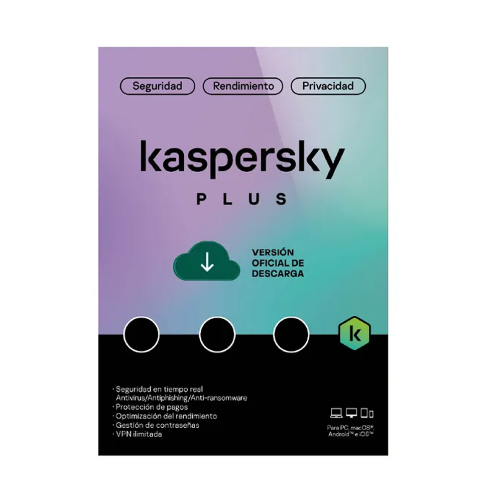 KASPERSKY PLUS 10 DISPOSITIVOS - PROTECCIÓN TOTAL Y SEGURIDAD DIGITAL PARA UN AÑO - 1