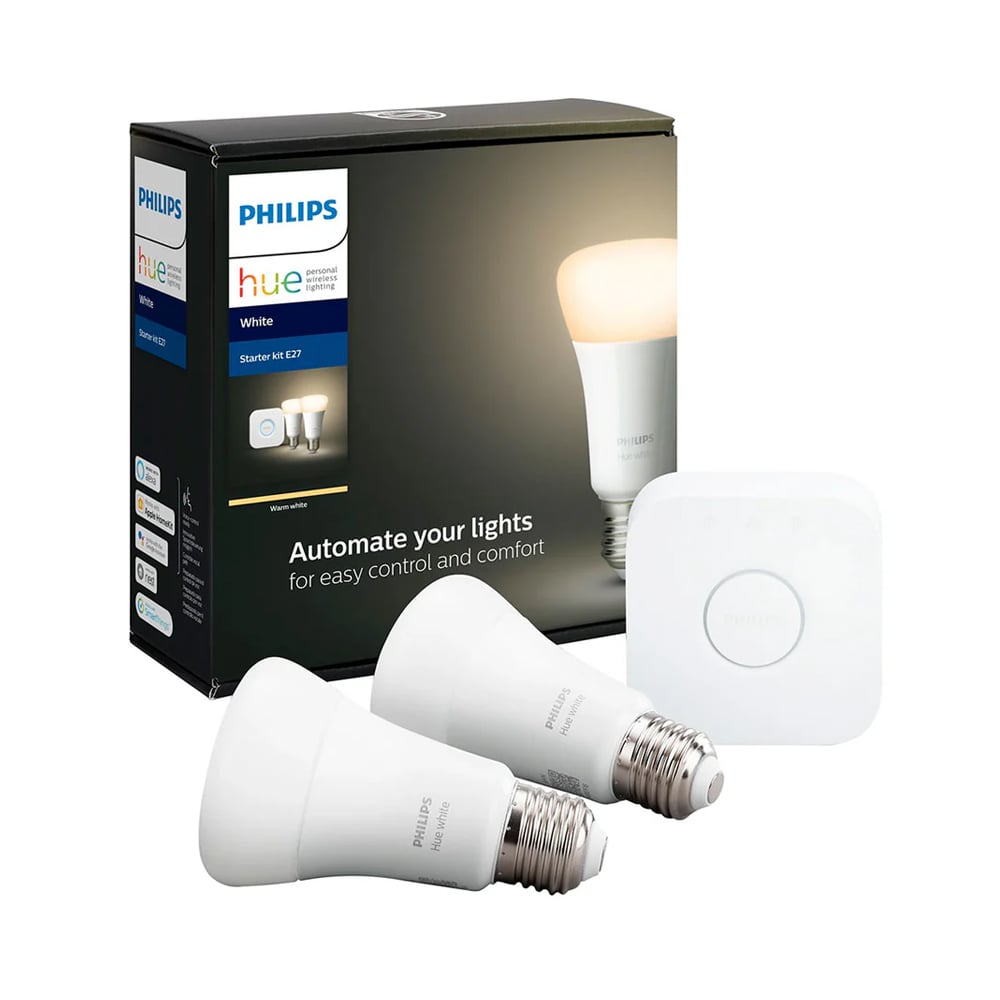ILUMINACIÓN INTELIGENTE PHILIPS HUE WHITE STARTER KIT 2 FOCOS LED E27 800 LÚMENES - 1
