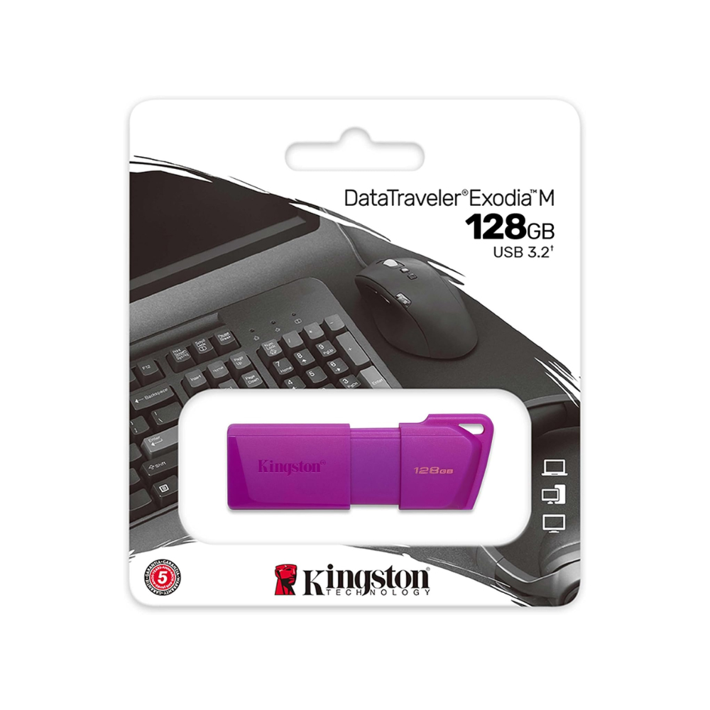 MEMORIA USB 128GB KINGSTON EXODIA M - COLOR PÚRPURA NEON, RÁPIDA Y COMPACTA PARA ALMACENAMIENTO FÁCIL - 1