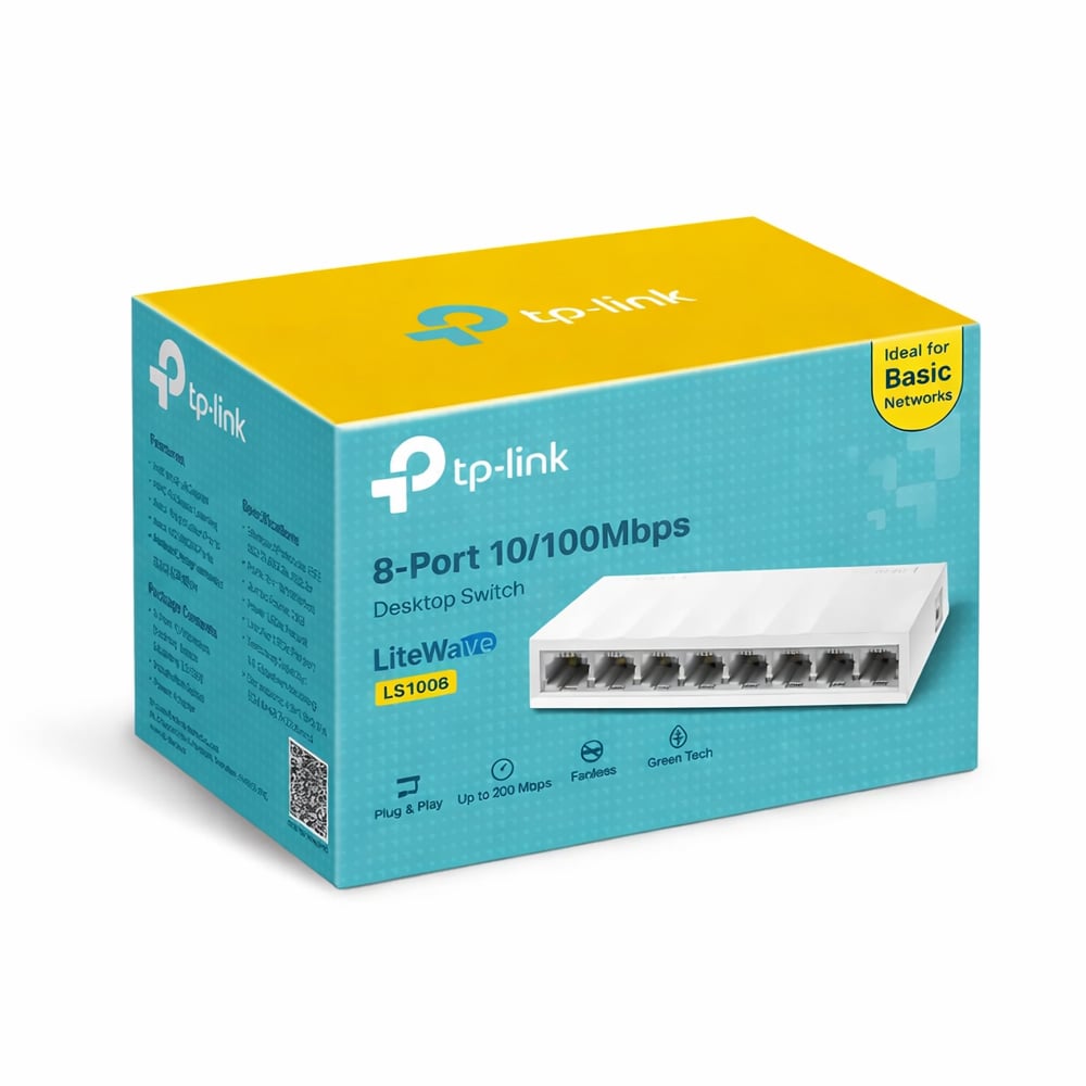 CONMUTADOR TP-LINK LITEWAVE LS1008, 8 PUERTOS 10/100, SOBREMESA, IDEAL PARA REDES RÁPIDAS Y ESTABLES - 1