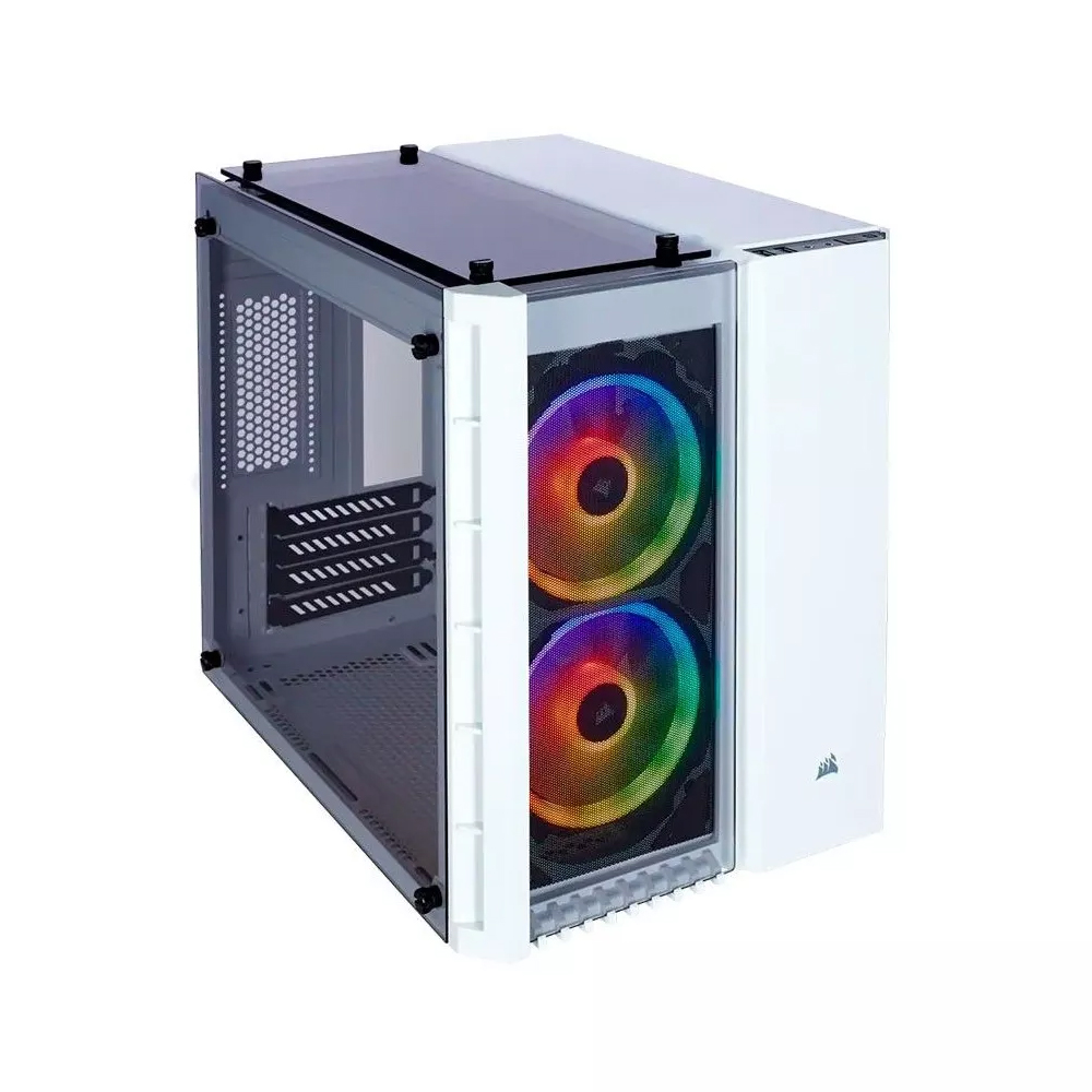 CAJA MINI TOWER CORSAIR CRYSTAL 280X RGB BLANCA, DISEÑO MODERNO Y EXCELENTE VENTILACIÓN - 1