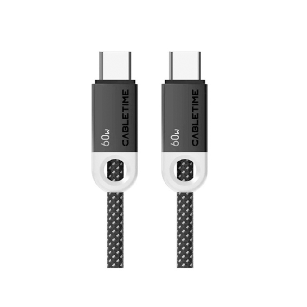 CABLE USB-C A USB-C 1M CABLETIME CUP4H 60W NEGRO - ALTA VELOCIDAD Y CONECTIVIDAD EFICIENTE - 1
