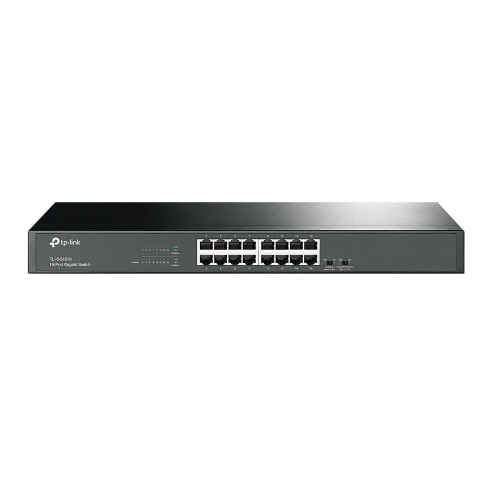 SWITCH GBE 16 PUERTOS TP-LINK TL-SG1016 RACKEABLE, IDEAL PARA REDES RÁPIDAS Y EFICIENTES - 1