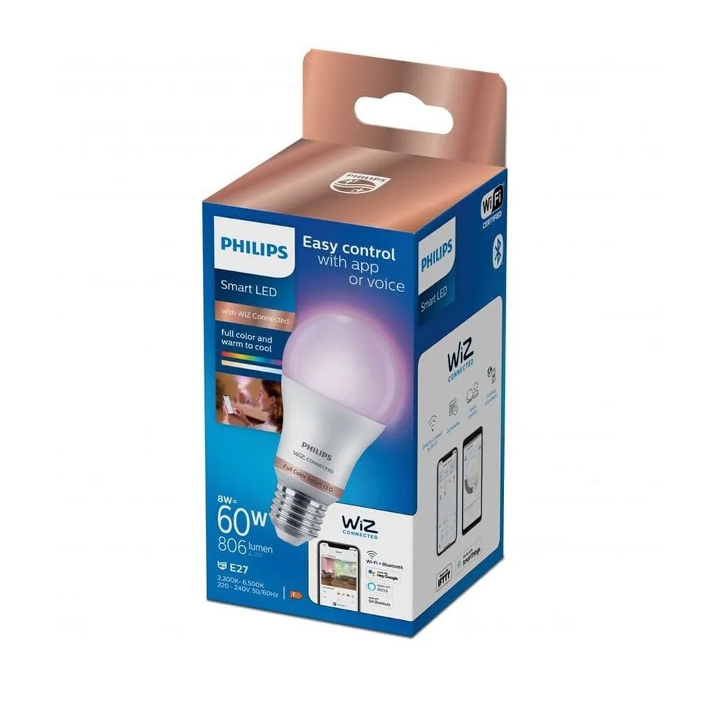 FOCO LED INTELIGENTE PHILIPS SMART LED WIZ A60 8 W RGB WI-FI BLUETOOTH REGULABLE - 1