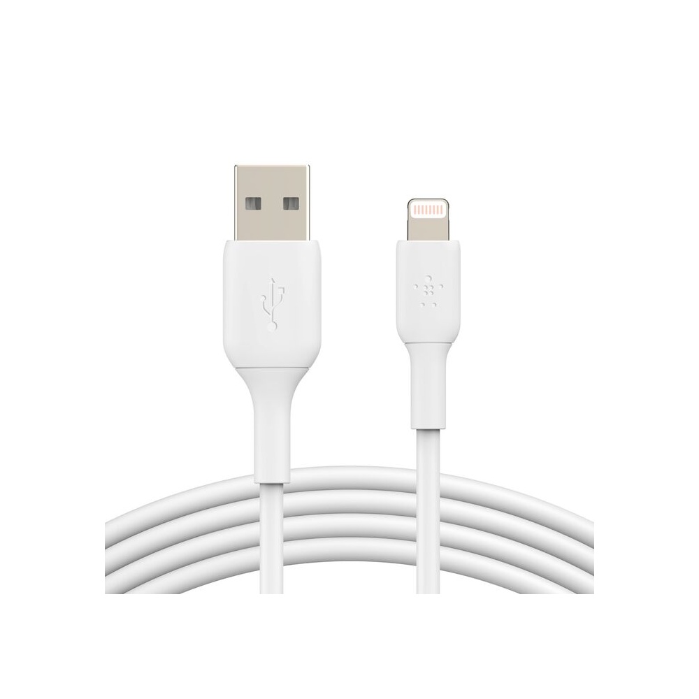 CABLE LIGHTNING BELKIN BOOSTCHARGE 1 M USB MACHO - CONEXIÓN RÁPIDA Y RESISTENTE EN COLOR BLANCO - 1