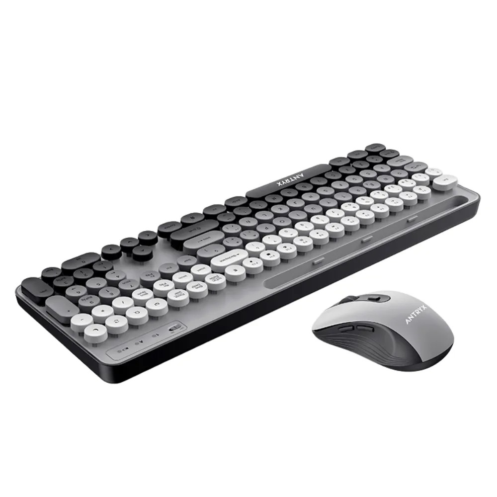 TECLADO Y MOUSE INALÁMBRICO ANTRYX WS-970 GRIS - DISEÑO ELEGANTE Y CONECTIVIDAD SIN CABLES - 1