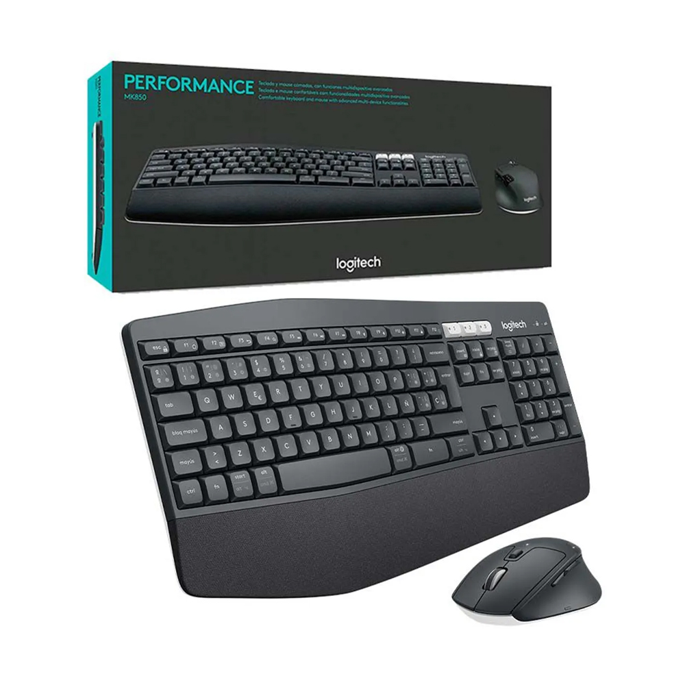 TECLADO Y RATÓN INALÁMBRICOS LOGITECH MK850, NEGRO, USB, ERGONOMÍA AVANZADA Y CONECTIVIDAD CONFIABLE - 1