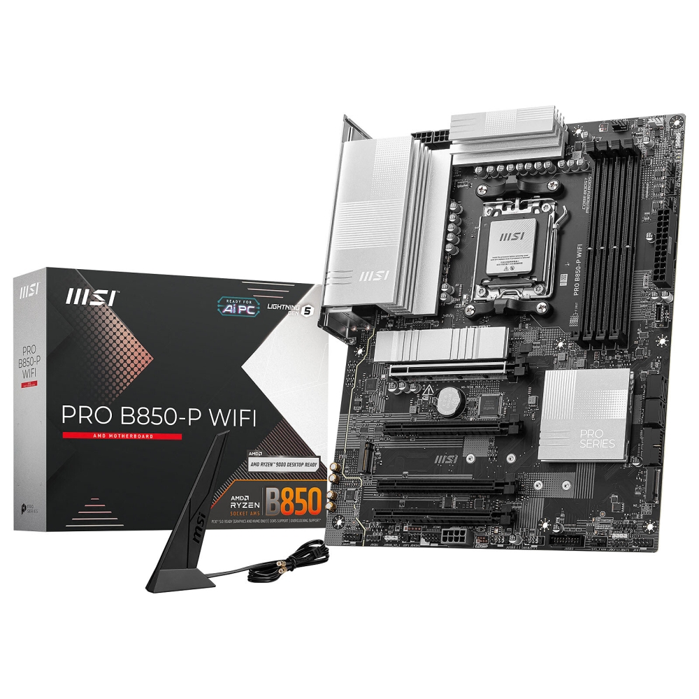 PLACA BASE MSI AMD PRO-B850-P CON WIFI, DDR5 8200MHZ, HDMI Y FORMATO ATX, IDEAL PARA GAMERS - 1