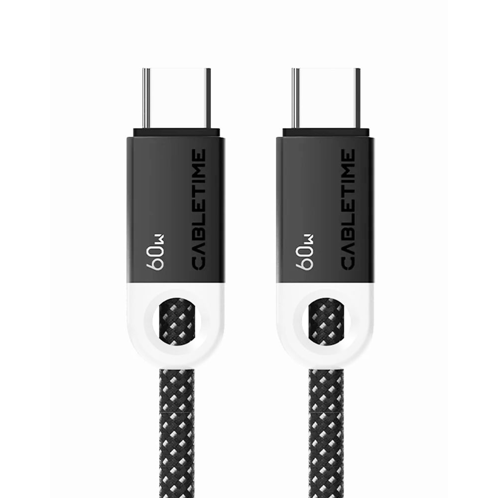 CABLE USB-C A USB-C DE 2M CABLETIME CUP4L 60W - ALTA VELOCIDAD Y COLOR NEGRO - 1