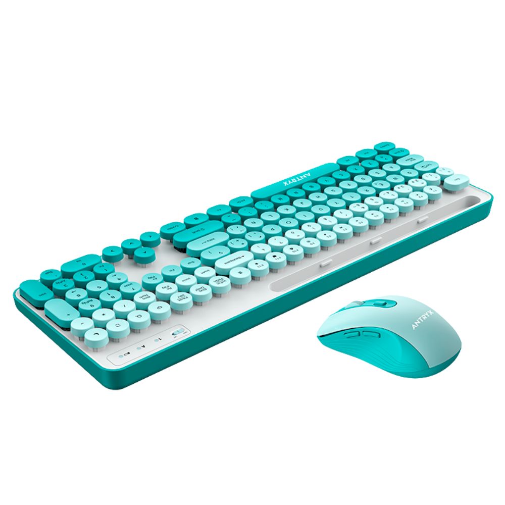TECLADO Y MOUSE INALÁMBRICOS ANTRYX WS-970 COLOR VERDE, ÓPTIMA CONEXIÓN Y DISEÑO ERGONÓMICO - 1