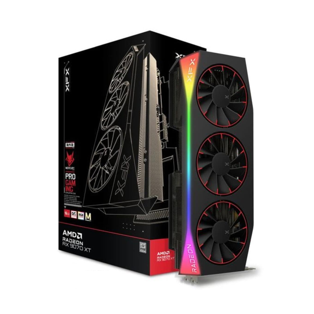 TARJETA GRÁFICA XFX RADEON RX 9070 XT 16GB 256-BIT CON ILUMINACIÓN RGB - RENDIMIENTO SUPERIOR - 1