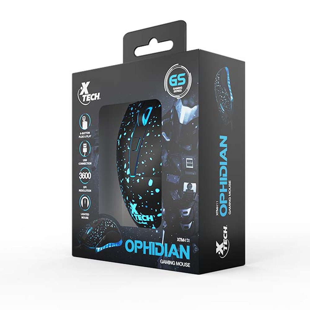 MOUSE GAMING XTECH XTM-411 USB CABLEADO NEGRO 3600 DPI PARA PRECISIÓN Y VELOCIDAD SUPERIOR - 1