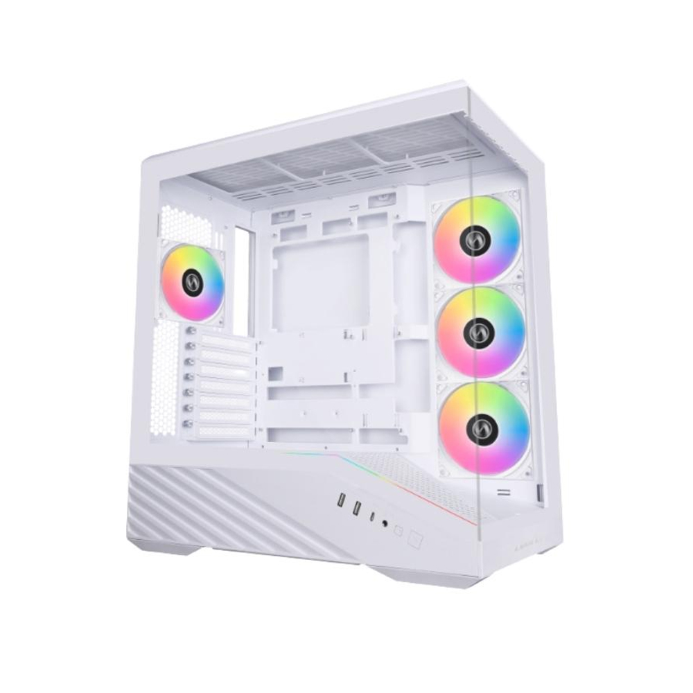 CAJA MID TOWER LIAN LI VECTOR 100 CON 4 VENTILADORES ARGB, COLOR BLANCO, DISEÑO ELEGANTE Y ESPACIOSO - 1