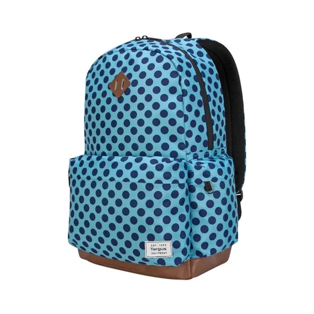MOCHILA TARGUS STRATA II DE 15.6' CON DISEÑO DE LUNARES EN AZUL - IDEAL PARA LAPTOP Y VIAJE - 1