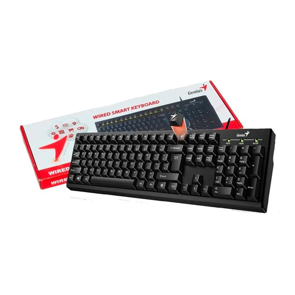 TECLADO GENIUS SMART KB-100 USB, COLOR NEGRO, DISEÑO COMPACTO Y CONEXIÓN RÁPIDA PARA PC - 1
