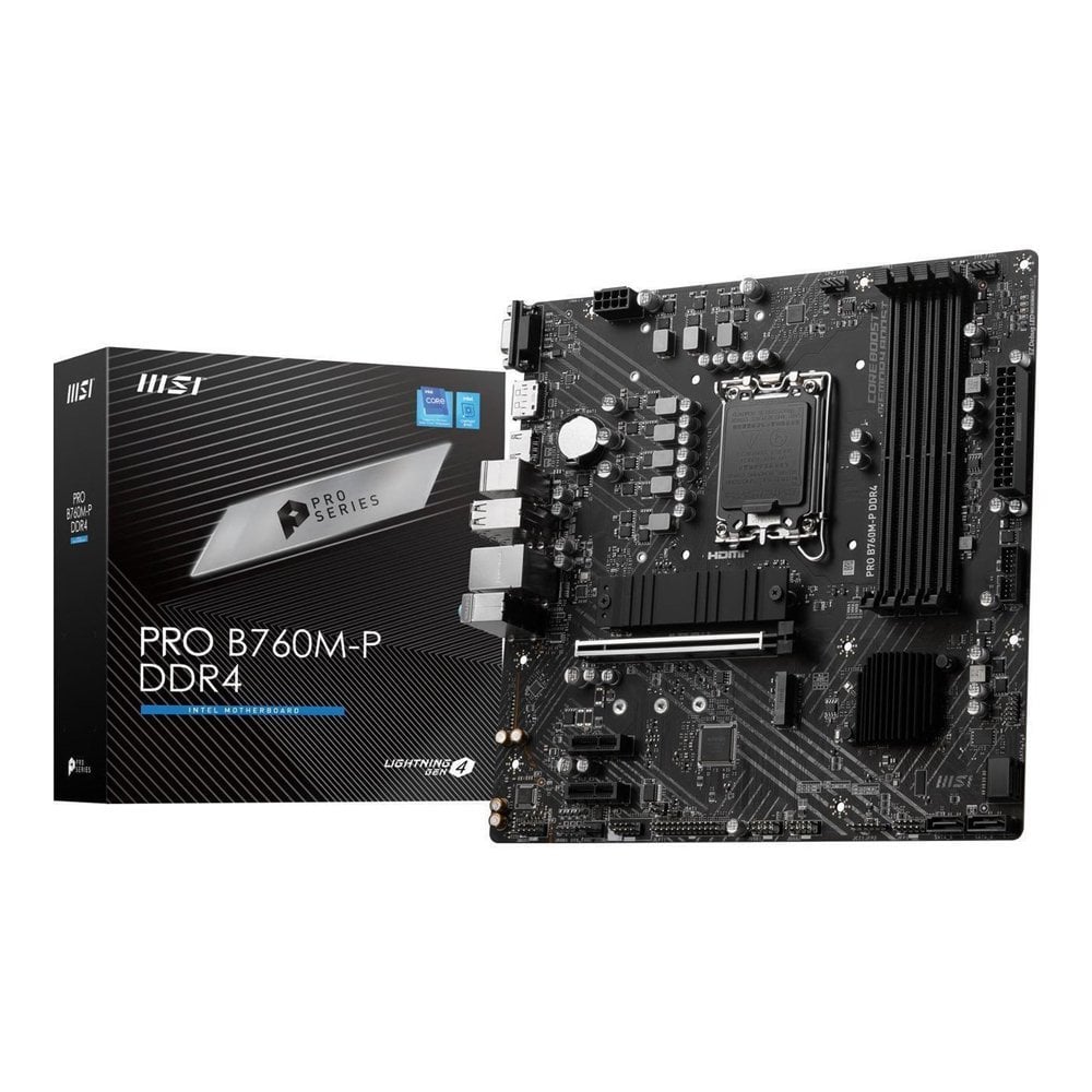 MOTHERBOARD MSI PRO B760M-P DDR4, RENDIMIENTO ÓPTIMO PARA GAMING Y MULTITAREA EN FORMATO MICRO ATX - 1