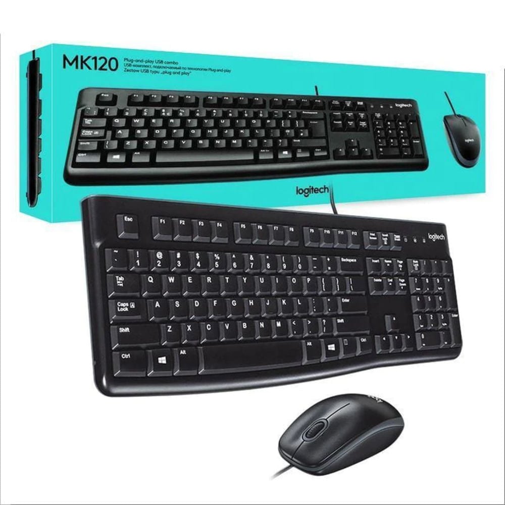 TECLADO Y RATÓN LOGITECH MK120 USB NEGRO - CONECTIVIDAD FÁCIL Y DISEÑO ERGONÓMICO - 1