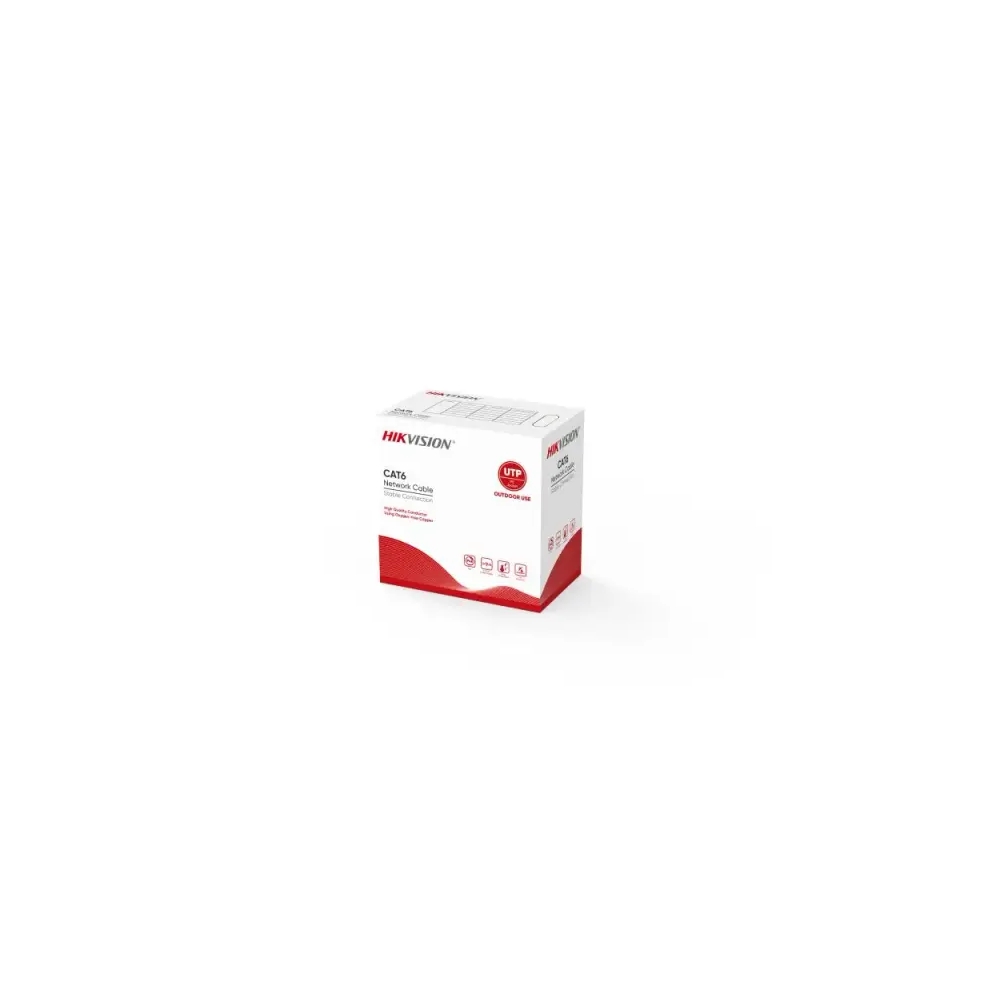 CABLE DE RED HIKVISION CAT6 UTP 305M PARA EXTERIOR | ALTA VELOCIDAD, 4 PARES, CONEXIÓN ESTABLE - 1