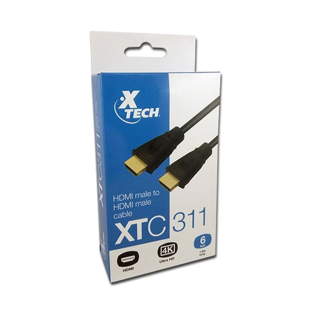 CABLE HDMI XTECH XTC-311 DE 6 PIES - ALTA VELOCIDAD Y COMPATIBILIDAD UNIVERSAL PARA AUDIO Y VIDEO - 1