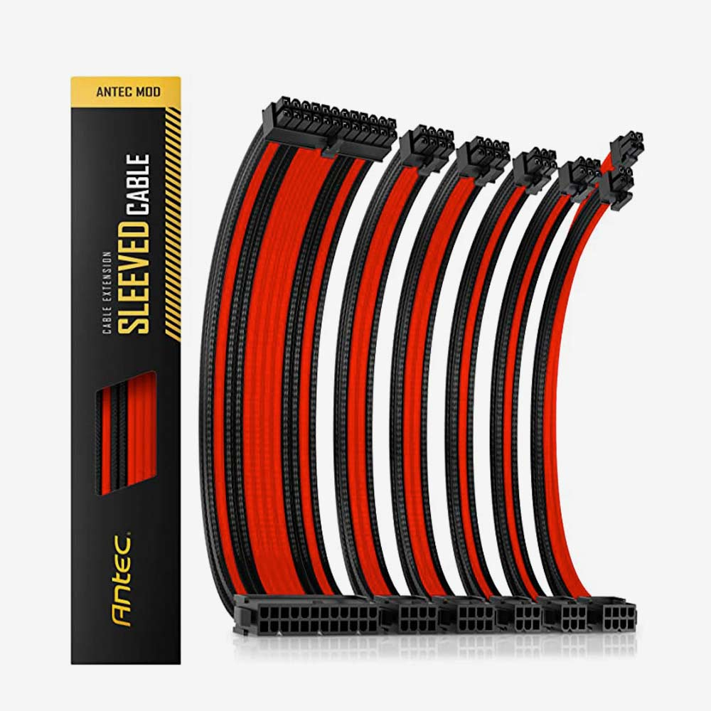CABLE DE EXTENSIÓN PSU ANTEC KIT NEGRO/ROJO - MEJORA TU CONEXIÓN DE ALIMENTACIÓN CON ESTILO - 1