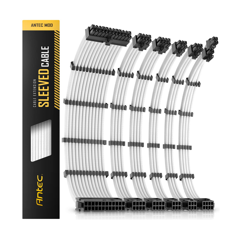 CABLE DE EXTENSIÓN PSU ANTEC KIT NEGRO/BLANCO - CONECTIVIDAD SEGURO Y ESTILO MODERNO PARA PC - 1