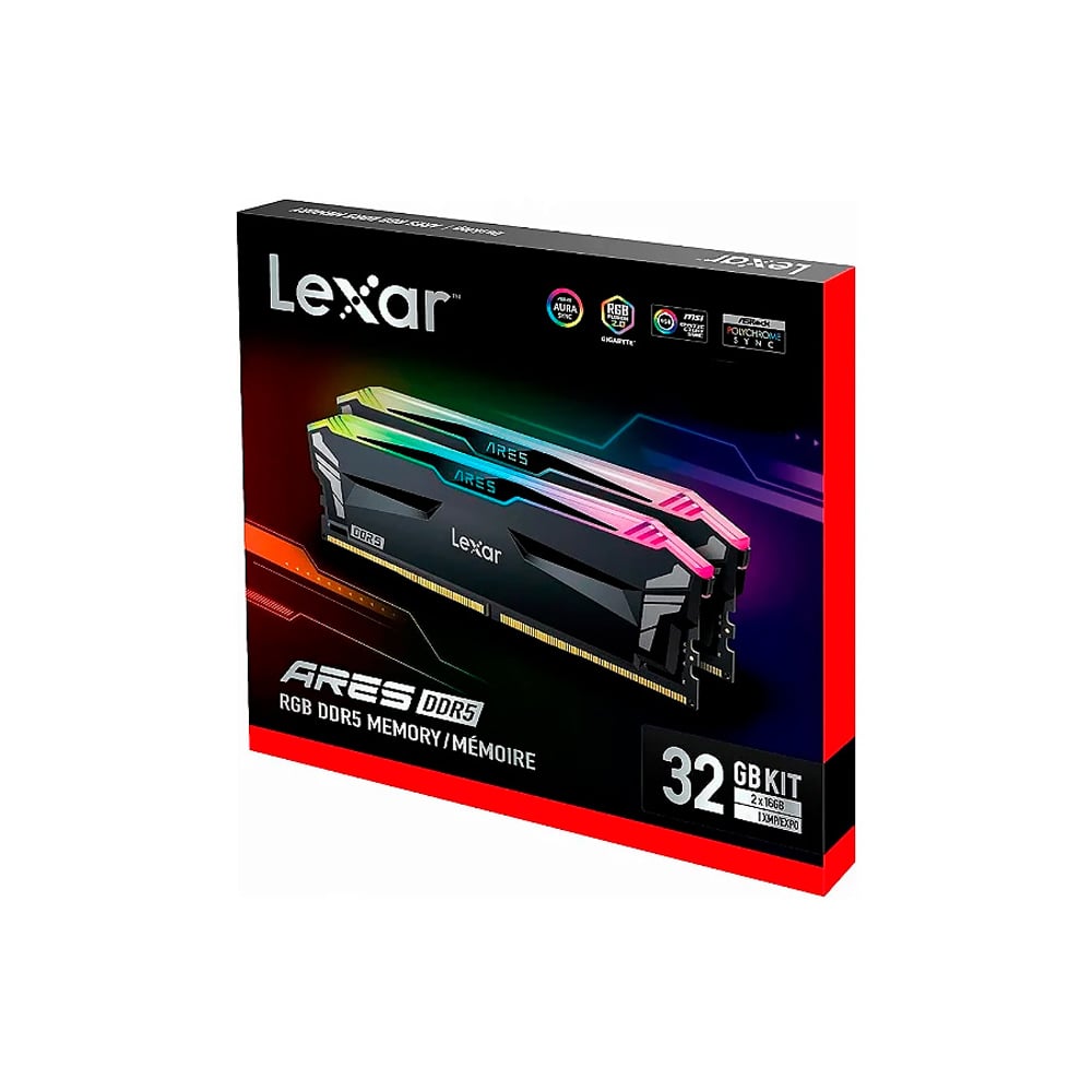 MEMORIA RAM DDR5 6000MHZ LEXAR ARES 32GB (2X16GB) RGB CL30 PARA GAMING Y OVERCLOCKING - 1