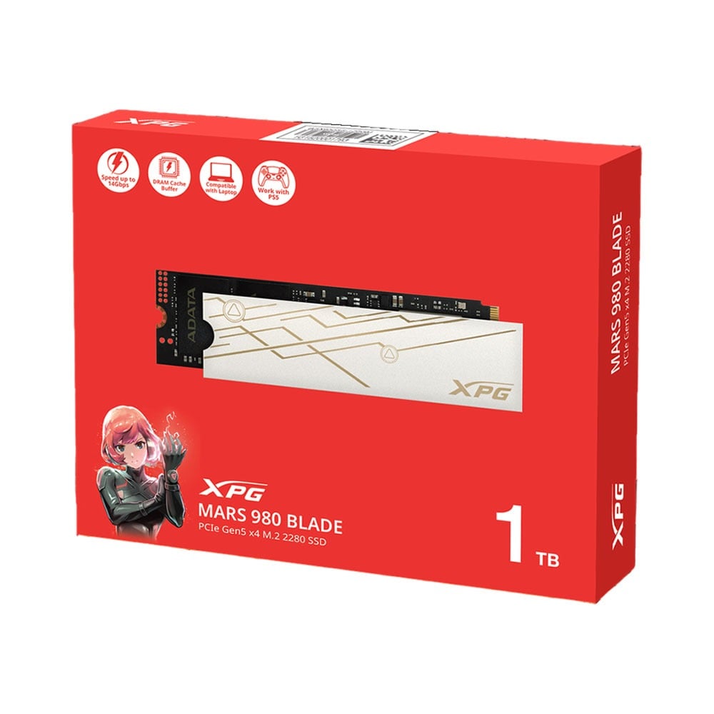 ADATA MARS 980 BLADE 1TB SSD M.2 PCIE GEN5 - VELOCIDAD ULTRA RÁPIDA 14,000 MB/S, IDEAL PARA GAMING - 1