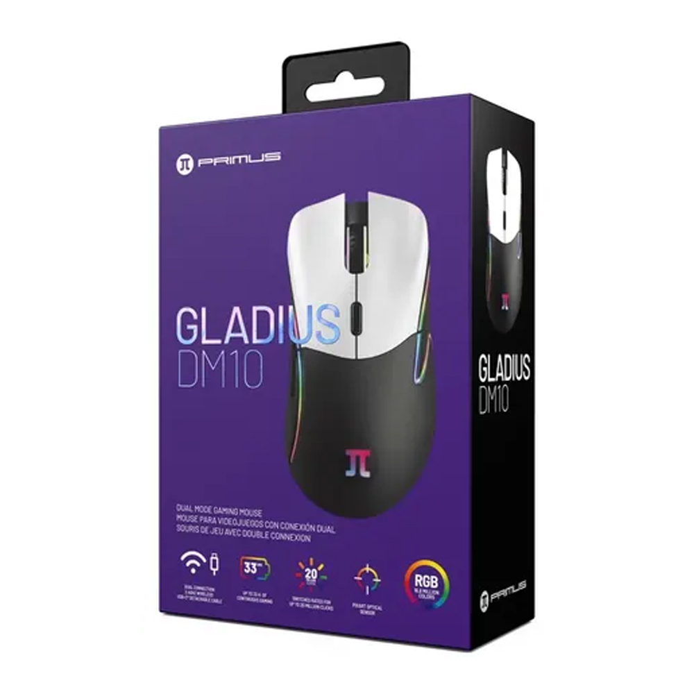 MOUSE GAMING PRIMUS GLADIUS DM10 INALÁMBRICO USB-C, 12K DPI, DISEÑO ERGONÓMICO Y ULTRA LIGERO - 1