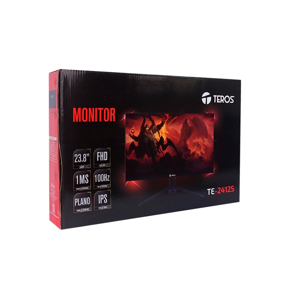 MONITOR PLANO TEROS TE-2415S 23.8' FHD IPS 120HZ 1MS CON HDMI Y DP, COLOR NEGRO - 1
