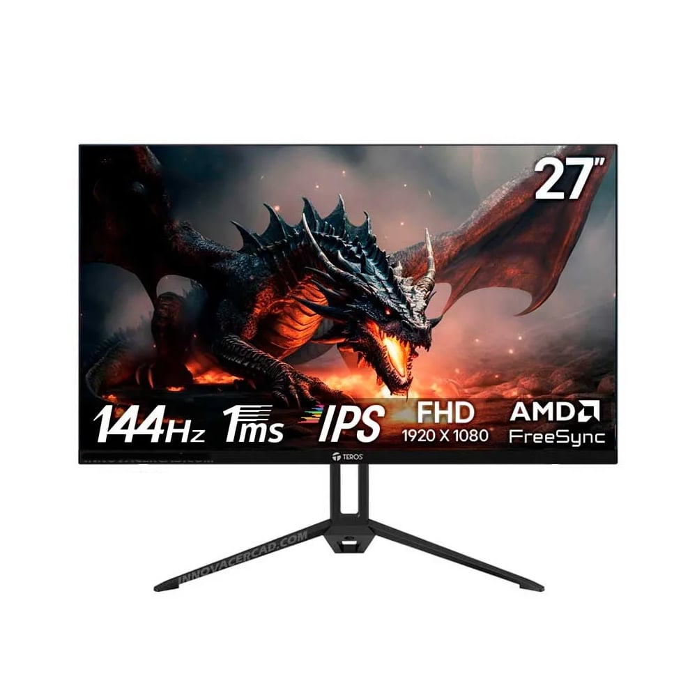 MONITOR 27' TEROS TE-2714S FHD IPS 144HZ, 1MS, HDMI, DP, AUDIO OUT - NEGRO, IDEAL PARA GAMING - 1
