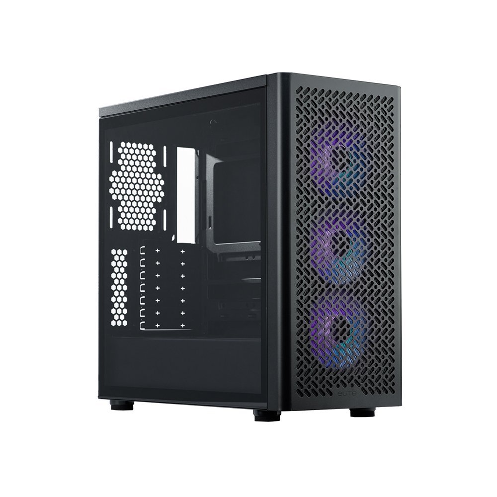 CASE MID TOWER COOLER MASTER ELITE 502 BLACK - DISEÑO ELEGANTE, GRAN VENTILACIÓN Y ESPACIO OPTIMIZADO - 1