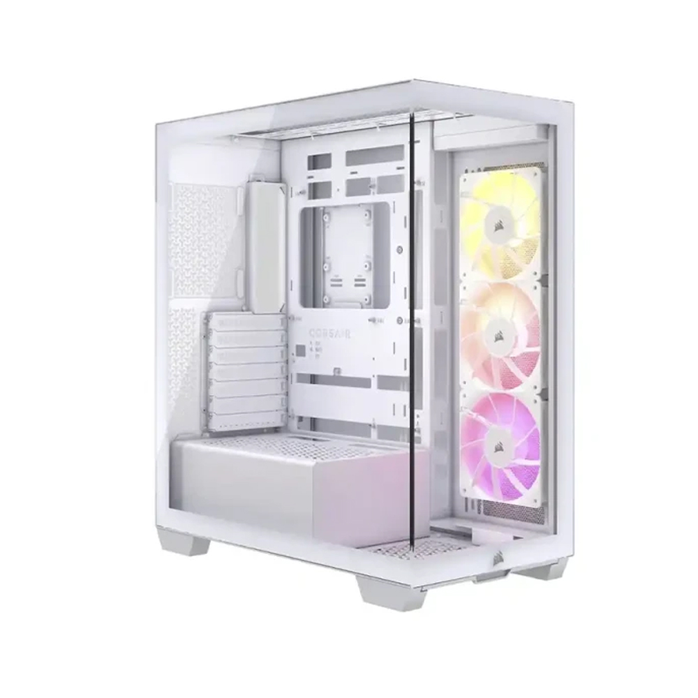 Gabinete Corsair 3500X ARGB Mid-Tower con cristal templado, soporte Mini-ITX/M-ATX/ATX/E-ATX, blanco - 1